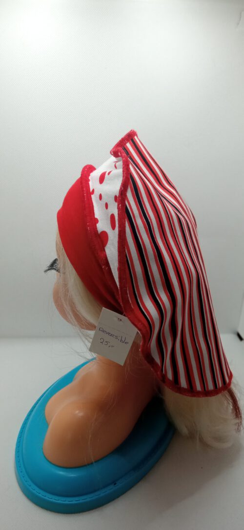 Barret & Arm warmers, Red dots/Stripes reversible - Image 10