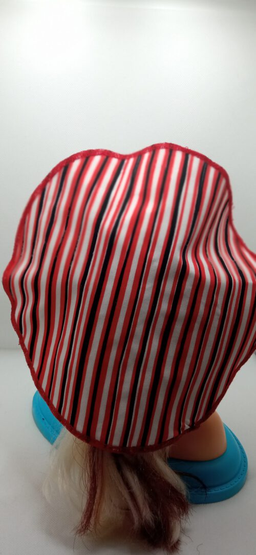 Barret & Arm warmers, Red dots/Stripes reversible - Image 9