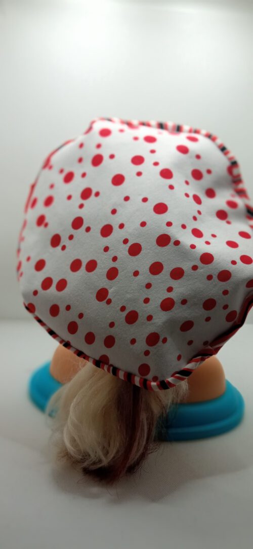 Barret & Arm warmers, Red dots/Stripes reversible - Image 5